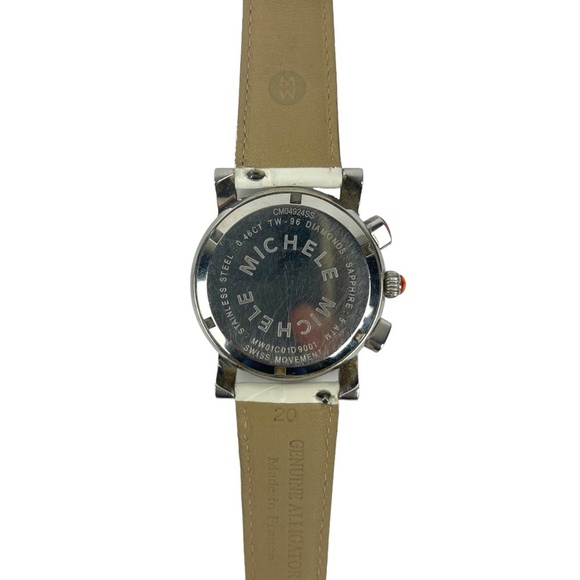 Michele Sport sail with Diamonds includes Adjustable Cream Alligator Band - Picture 11 of 11